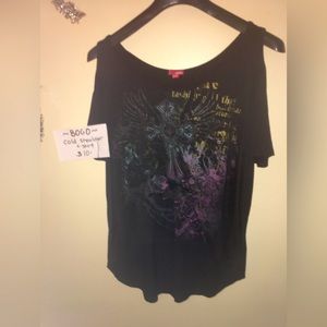 Bongo black cold shoulder top